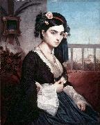 unknow artist Oriental Lady oil painting on canvas